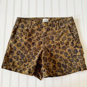 J. Crew Garment-dyed cargo short in leopard - Size 0